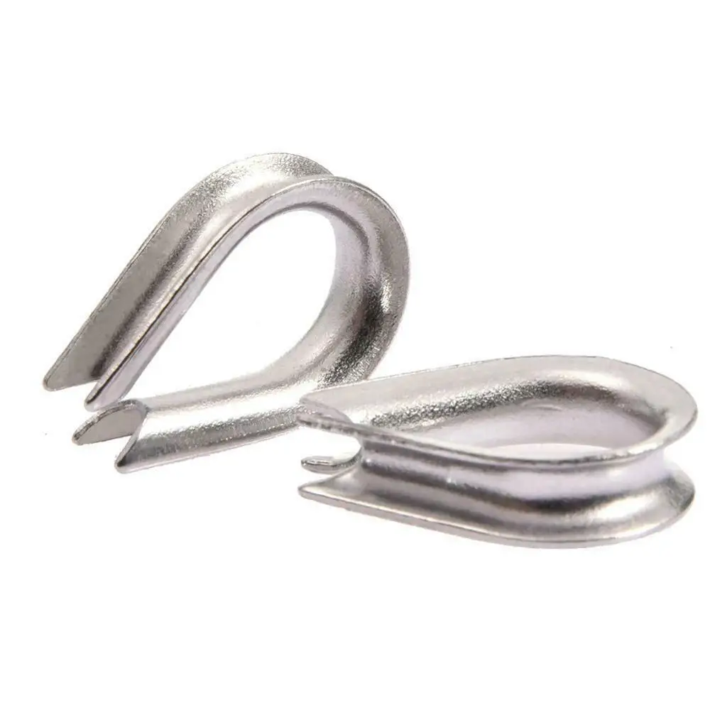 2Pcs Boat 304 Stainless Steel 12mm Silver Wire Rigging Wire Rope Clamp Cable Thimble M12 Ring Fixing Hardware