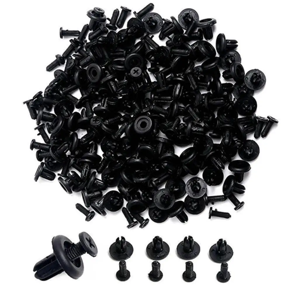 100Pcs/lot Auto Fastener fit 6mm Hole Plastic Car Clips Fender Bumper Shield Retainer Plastic Rivet For Automobile