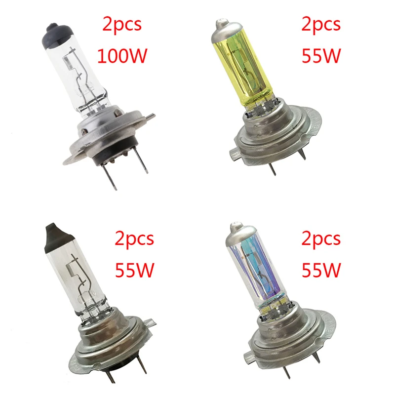 2Pcs H7 55W/100W 12V 3500-4500k Xenon Gas Halogen Headlight White/Yellow/Colorful Light Lamp Bulbs Car Auto Exterior Light