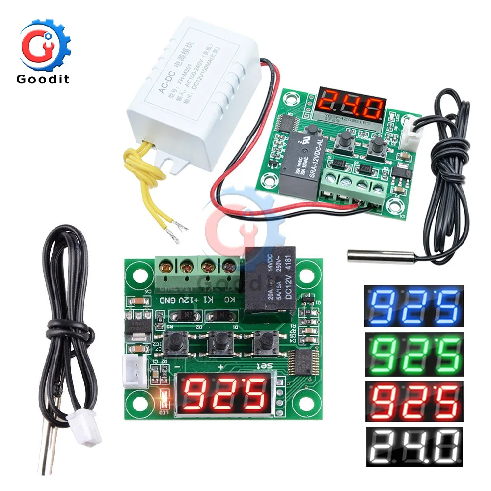 W1209WK W1209 DC 12V AC 110V 220V Digital Thermostat Temperature Controller Regulator Thermoregulator Incubator Sensor Meter NTC