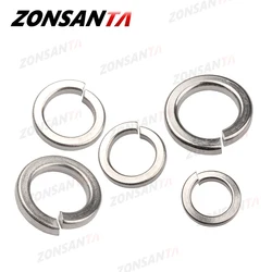 ZONSANTA A2 304 Stainless Steel Split Spring Lock Washer locking Elastic Gasket M1.6 M2 M2.5 M3 M4 M5 M6 M8 M10 M12 M16 M20 GB93