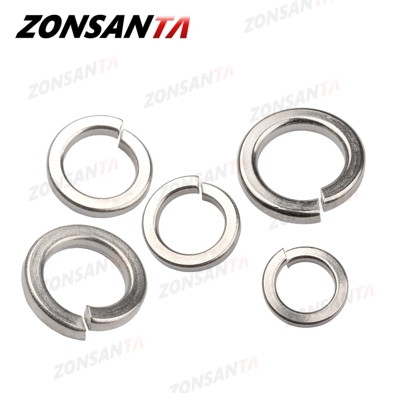 ZONSANTA A2 304 Podkładka zabezpieczająca ze stali nierdzewnej z dzieloną sprężyną Elastyczna uszczelka M1.6 M2 M2.5 M3 M4 M5 M6 M8 M10 M12 M16 M20 GB93