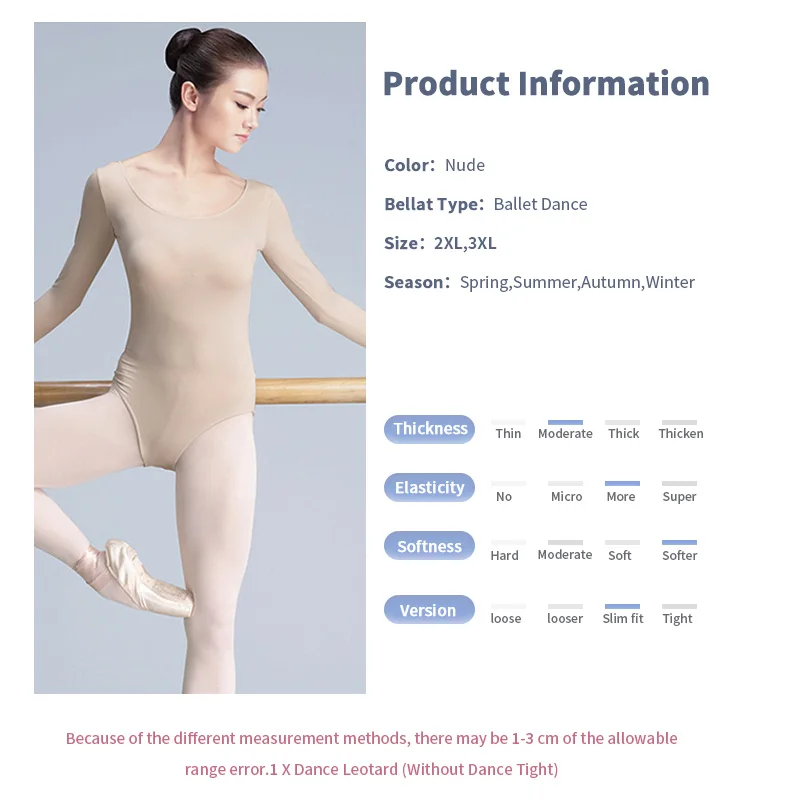 Bodysuit Skin Nude Ballet Dance Leotard Adult Girl Women Ballet Dance Gymnastics Practice Clothes Ballet Long Sleeve Leotard New