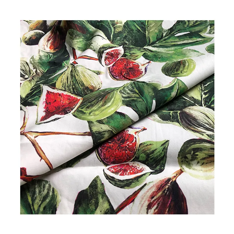 145 cm wide brand fruit printed natural cotton poplin fashion women\'s clothing clothing printed fabric cloth for dress by meter