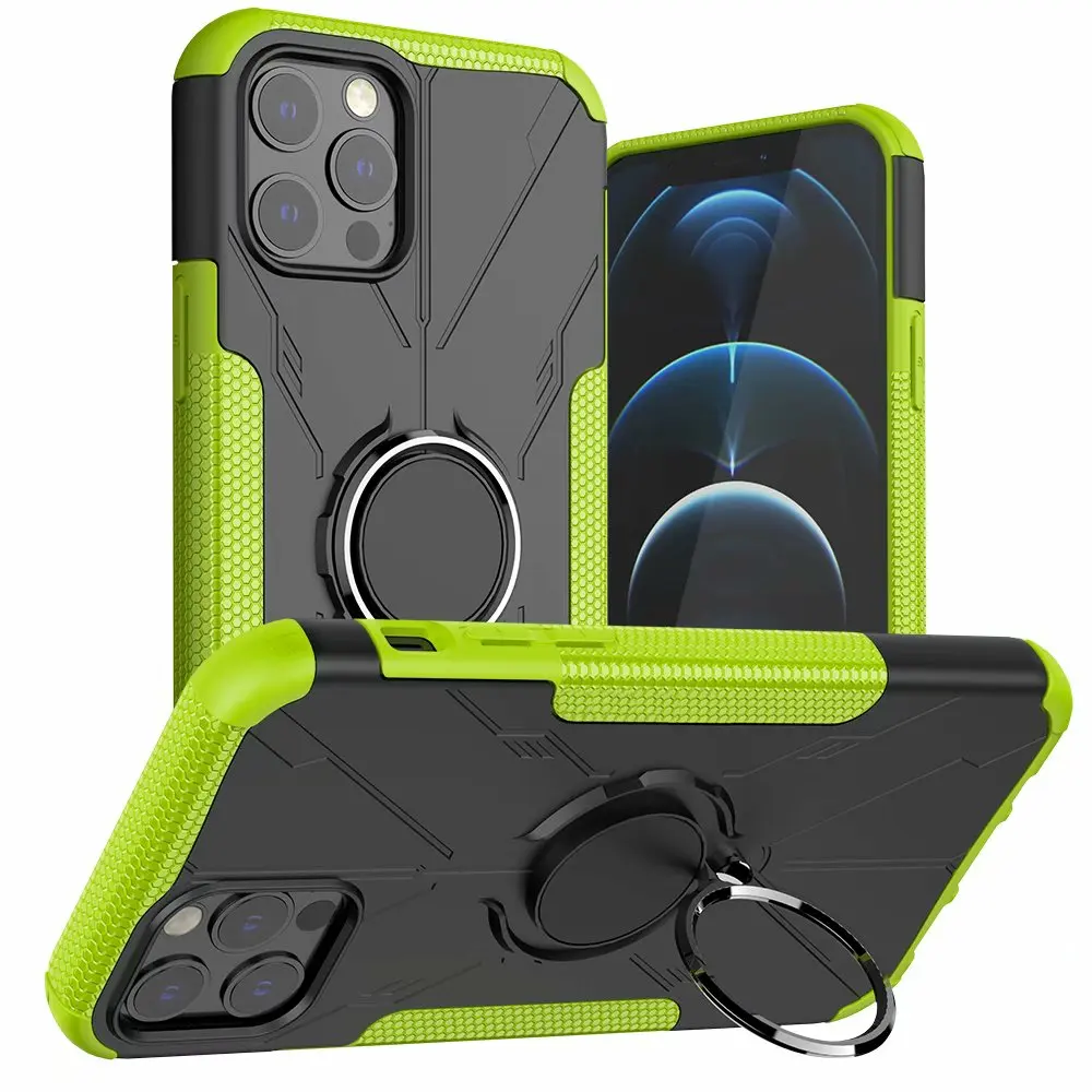 

100pcs/Lot Armor Hybrid TPU+PC Hard Stand Heavy Duty Ring Case For Iphone 15 14 13 12 Mini 11 Pro Xr Xs X Max