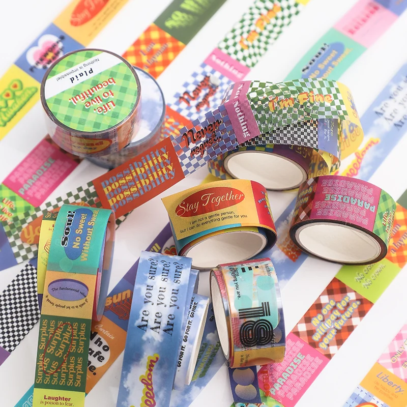 Cute Korean Checkerboard Cow Love Masking Tape DIY Scrapbooking Adhesive Tapes School Stationery Supplies