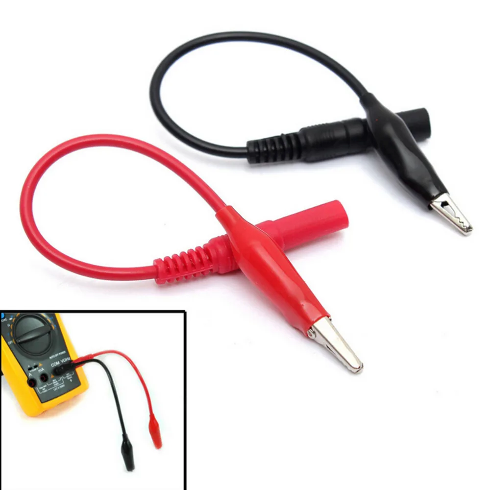 2pcs practical Probe MultiMeter Test Lead & Alligator Crocodile Clip Electrical Clamp For Fluke Meter Testing Red+Black