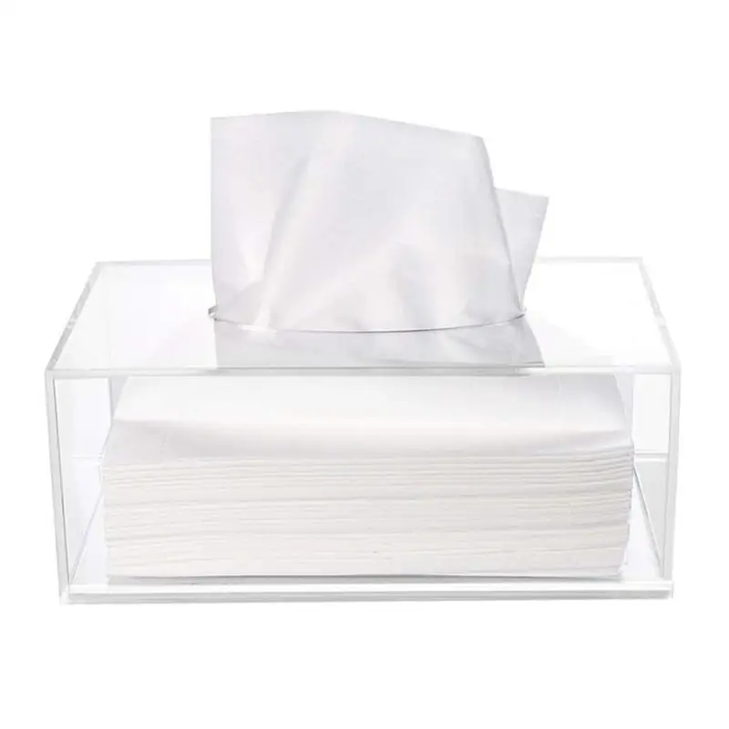 Clear Acrylic Tissue Box Holder Simple Rectangular Paper Napkin Cointainer Oragnizer for Car Home End Table