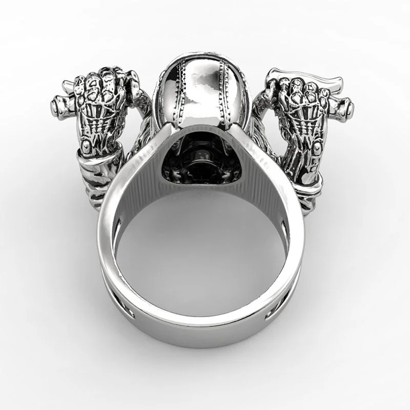 New Retro Bearded Locomotive Knight Shape Ring Men's Ring Fashion Vintage Metal Knight Ring Accessories Party Jewelry Size 7 ~12