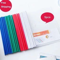 5 Pieces A4 Report Clip Transparent Sucker Rod Report Clip Color Folder Lever Clamp Plastic Rod Folder Office Student Supplies