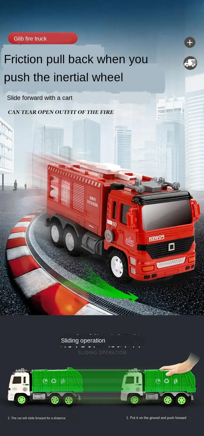 Engineering Vehicle Fire car model Garbage truck lights sounds Gifts for the new year children toys 6 to 10 years educational