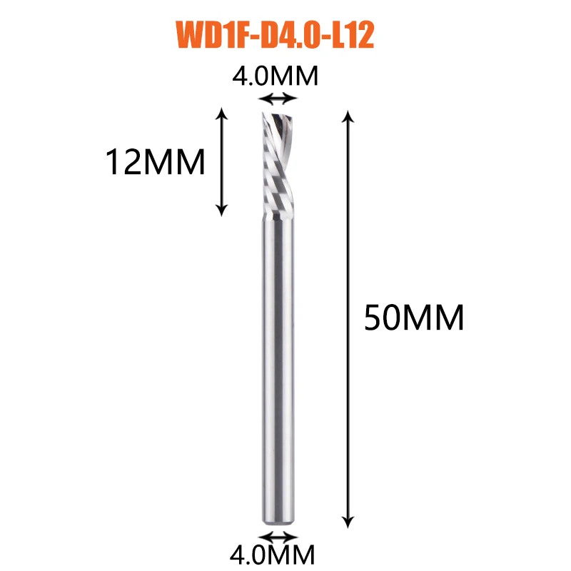 1 st AAAAA enkele fluit spiraal frees 3.175 schacht spiraal aluminium molen CNC 3D graveren carving bit voor houtbewerking Down cut
