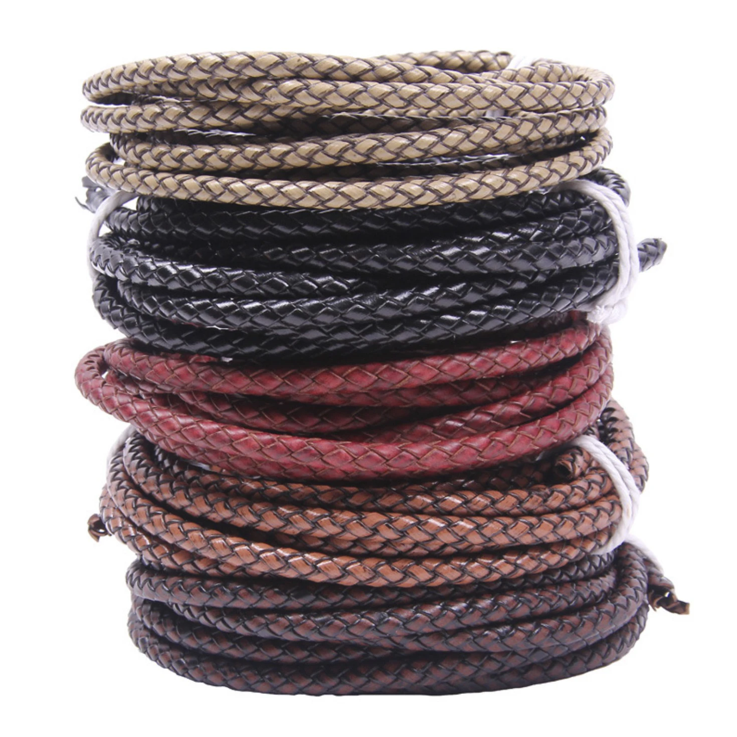 

2meter/lot 3/4/5/6mm Round Classic Vintage Braided Genuine Cow Leather For DIY Necklace Bracelet gift Making