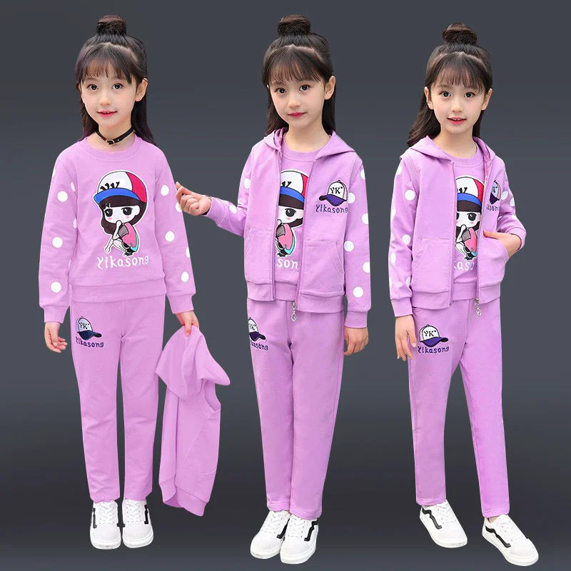 Fashion Girls Clothes Sets Autumn Winter Vest + Coat + Pants 3PCS Baby Kids Tracksuit Children’s Clothing Teen 5 6 8 10 12 years