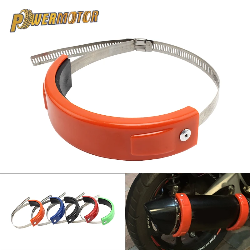 Motorcycle Round Oval Exhaust Pipe Drop Protection Ring Muffler Protection Rubber 100-160mm Stainless Steel Clamp