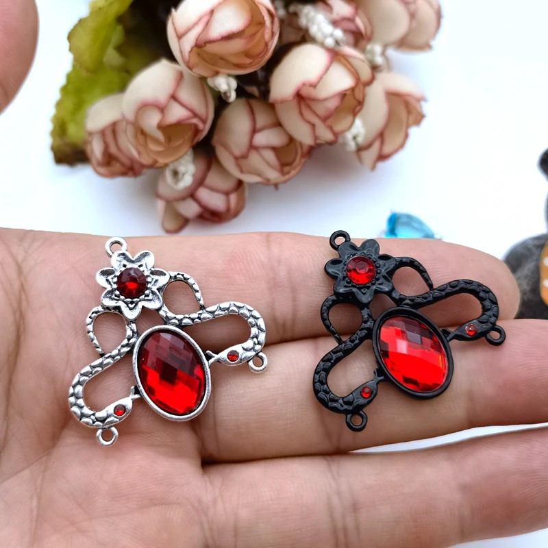 5 Pieces of 35x32mm Gothic Snake Accessories Wicca Pendant Crystal Personality DIY Punk Gothic Accessories Halloween