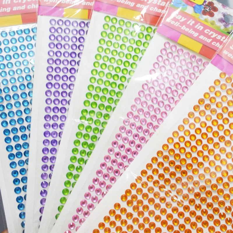 504pc 6MM Self Adhesive Acrylic Rhinestone For Phone PC Car Decal Styling Accessory Nail Arts Diamond Scrapbooking Craft Sticker