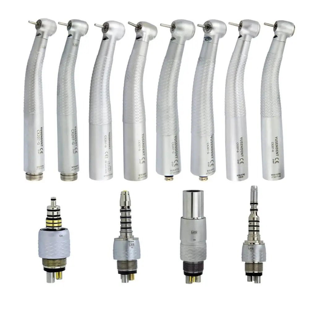 Dental LED Fibre Optic High Speed Handpiece CX207-G Dental Air Turbine Coupling 6Holes Coupler/Adaptor COXO YUSENDENT