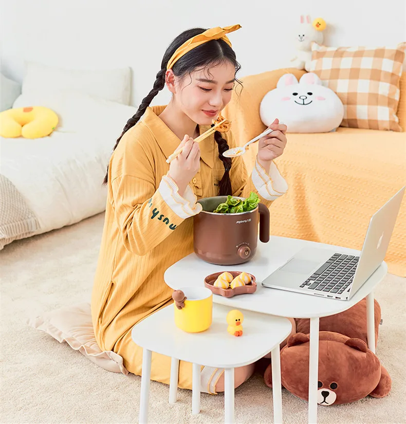 220V Mini Electric Multi Cooker Portable Electric Hotpot Cooking Machine Electric Yellow sally brown Hot Pot nine sun