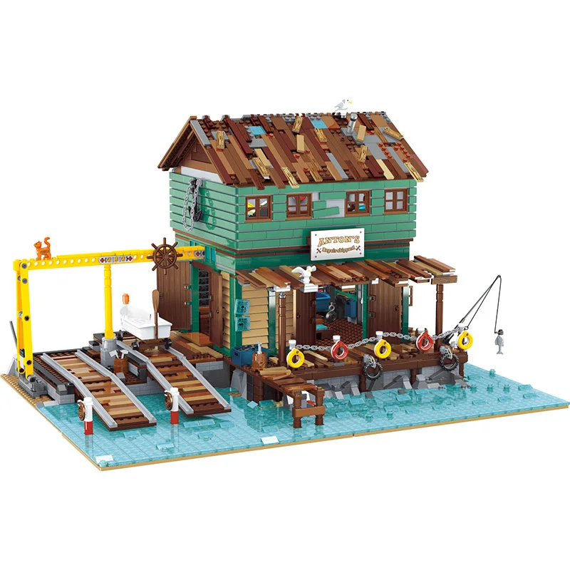 UrGe 30106 Fisherman Hut Series Shipyard Creative Small Particles Assembled Street View Educational Toys Building Blocks 3281PCS