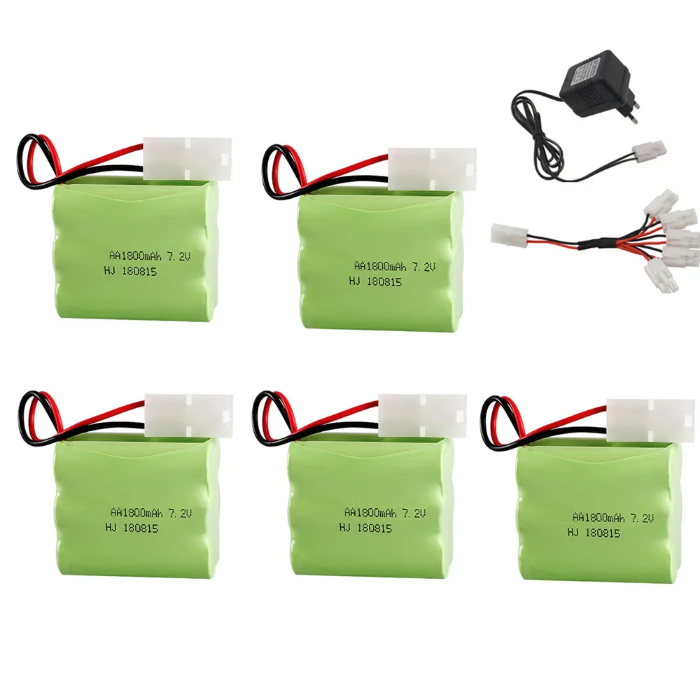 7.2v 1800mah Ni-MH Battery with 7.2v Charger For Rc toys Car Boats Robot Guns Tank Train NIMH AA 7.2v Rechargeable Battery Pack