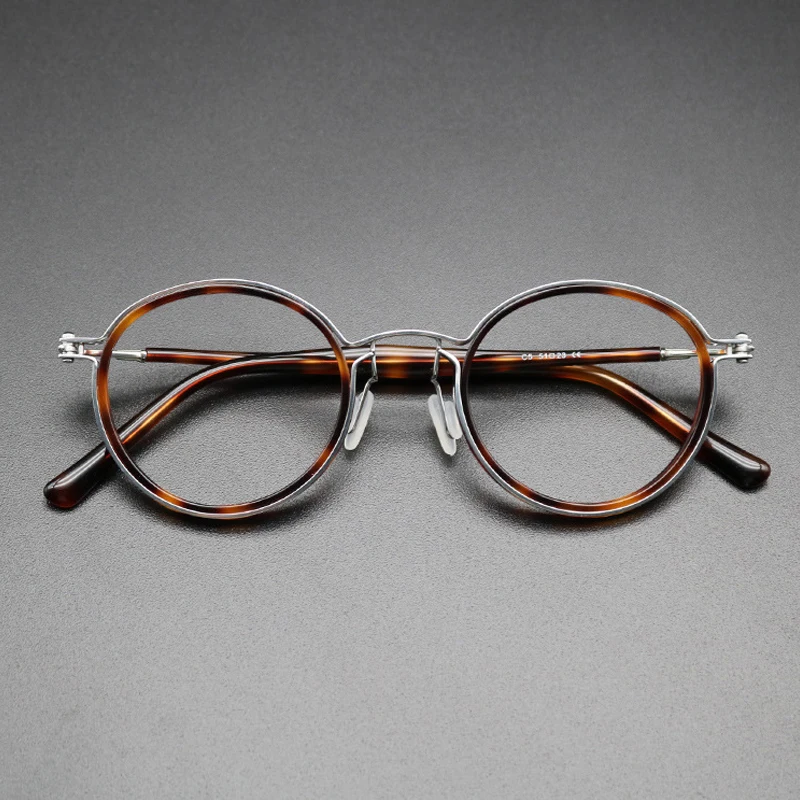 Vintage Acetate Glasses Frame Men Round Luxury Brand Myopia Prescription Titanium Optical Eyeglasses Frame Women 2021 Eyewear