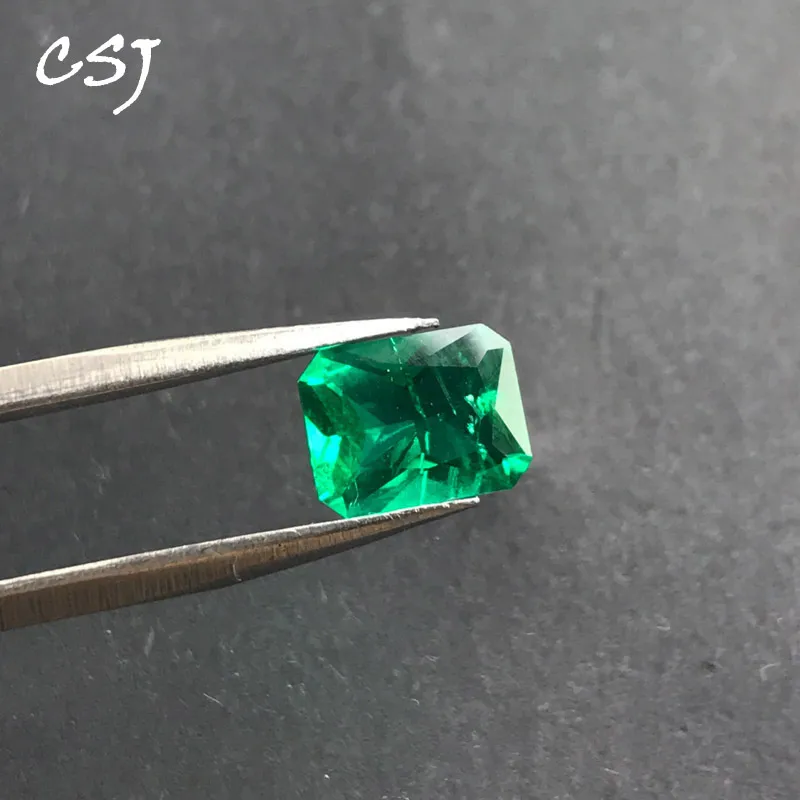 

CSJ Lab Grown Created Colombia Emerald "CCE" Loose Gemstone Princess Cut for DIY Woman Engagement Gift Free Express