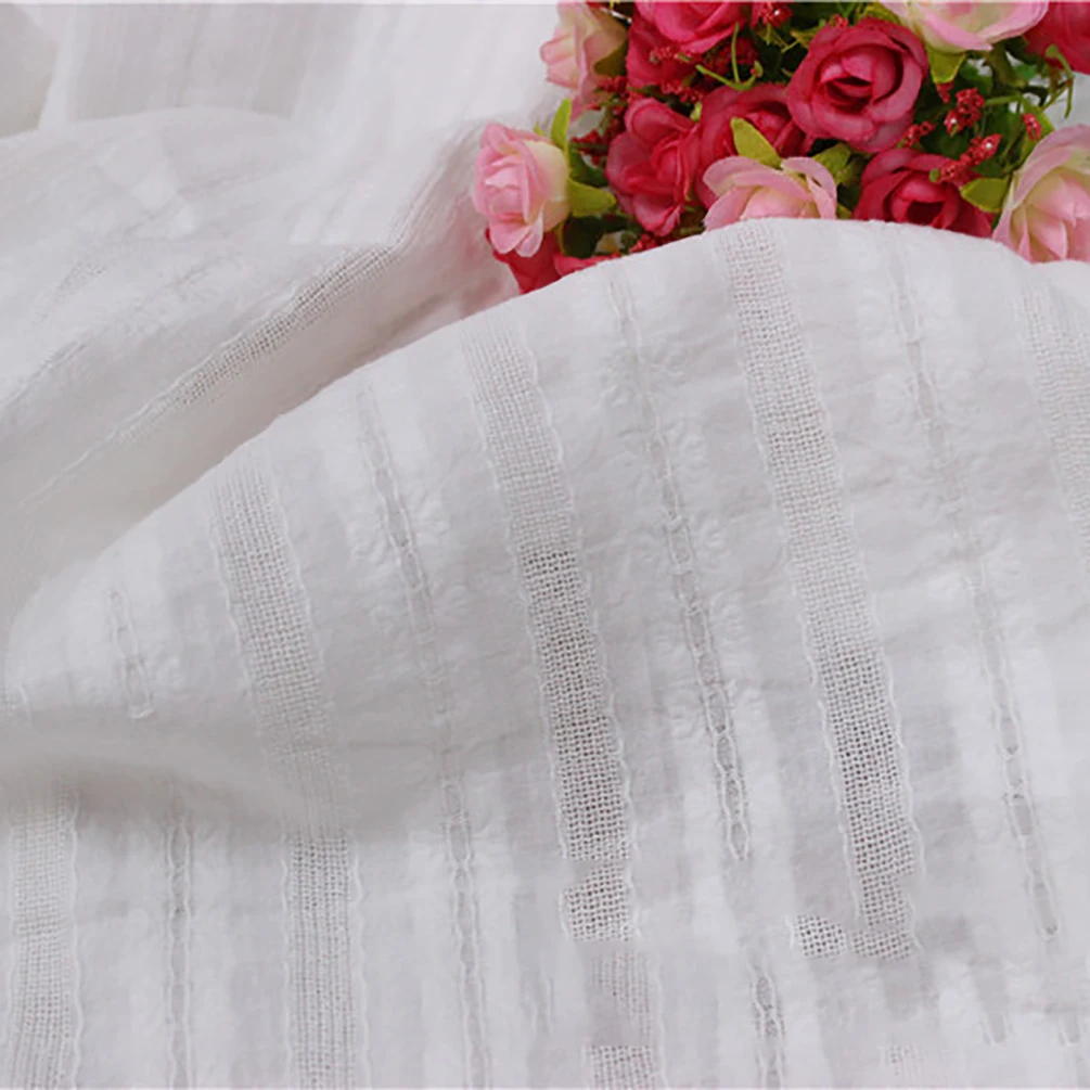 Thin Material Pure Cotton Jacquard Fabric For Woman Shirt Dress Sewing DIY Home Textile 45*140cm