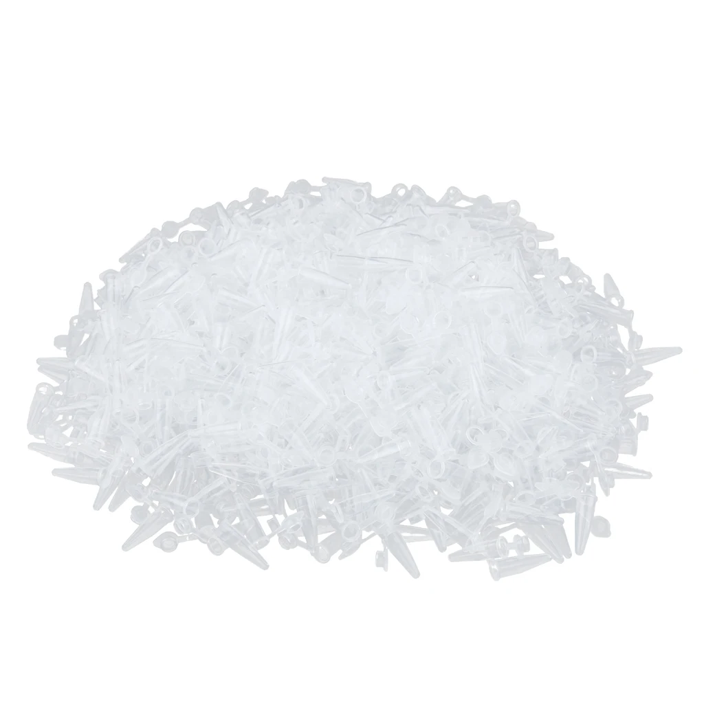Tubos de microcentrífuga graduados de plástico con tapa adjunta, transparentes, 1000 piezas, 0,2 ML