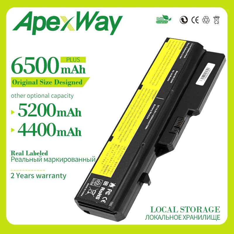 Apexway 11.1V  New Laptop battery for Lenovo L09S6Y02 LO9L6Y02 for IdeaPad G460 G465 G470 G475 G560 G565 G570 G575 G770 Z460