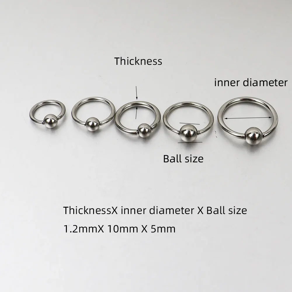 1 Piece Big Size Stainless Steel Captive Bead Hoop PA Ring Navel Button Rings Tragus Nose Rings Body Piercing Jewelry