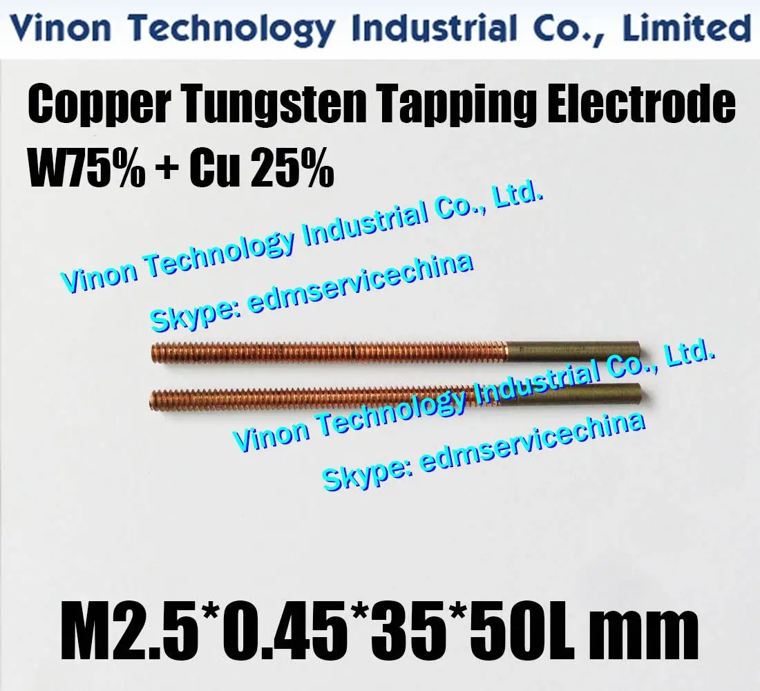 

5PCS M2.5*0.45*35L*50Lmm Copper Tungsten Orbital Tapping Electrode CuW75,edm W75 Tungsten Copper Threaded Electrode without hole