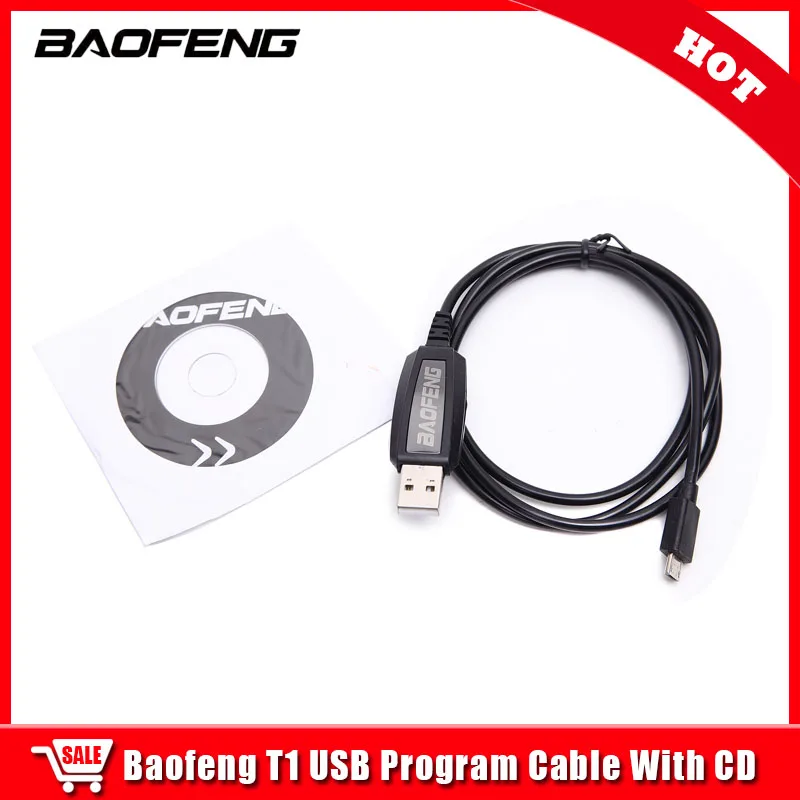 Baofeng T1 Walkie Talkie kabel USB do programowania dla T1 dwukierunkowy radiowy Port USB sterownik z oprogramowaniem CD 100% oryginalne akcesoria