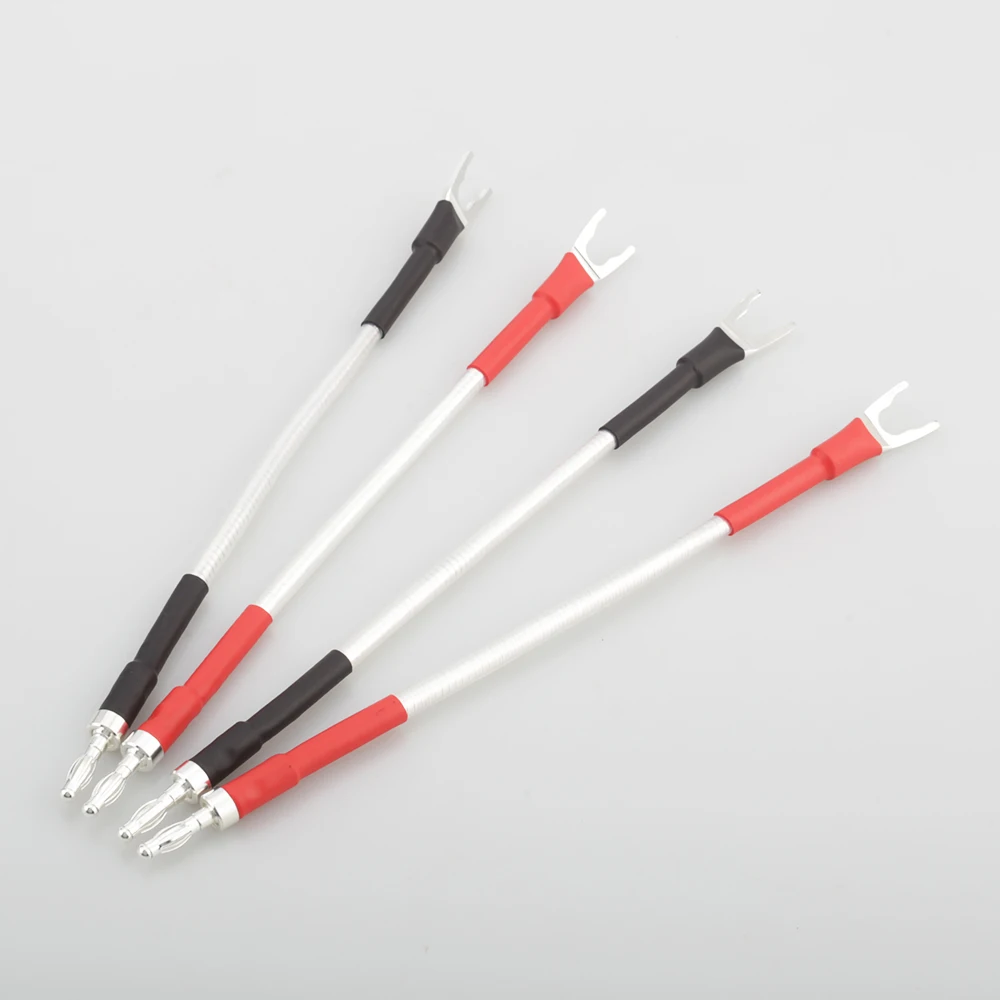 Audiocrast OCC Mạ Bạc Giấy Bạc Xoắn Nhảy Cáp Cầu Cáp Loa Chuối Để Spade