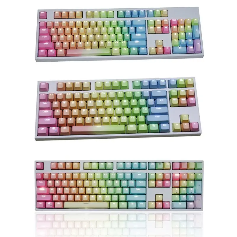 

1 Set Replaceable PBT Keycaps 87 104 108 Transparent Lettering Keys Double Shot Backli Key for Mechanical Keyboard