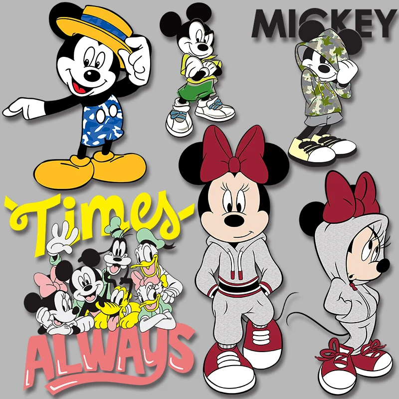 Brand Mickey in sports casual dress Vinyl Sticker For Clothes heart iron on patch Washable easy to use DIY decoration