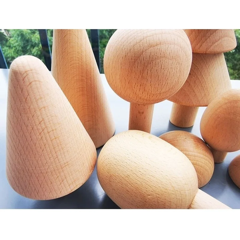 Unpaint Beech Trees Cars Basswood Building Bridge Kids Wooden Montessori Stacking Blocks