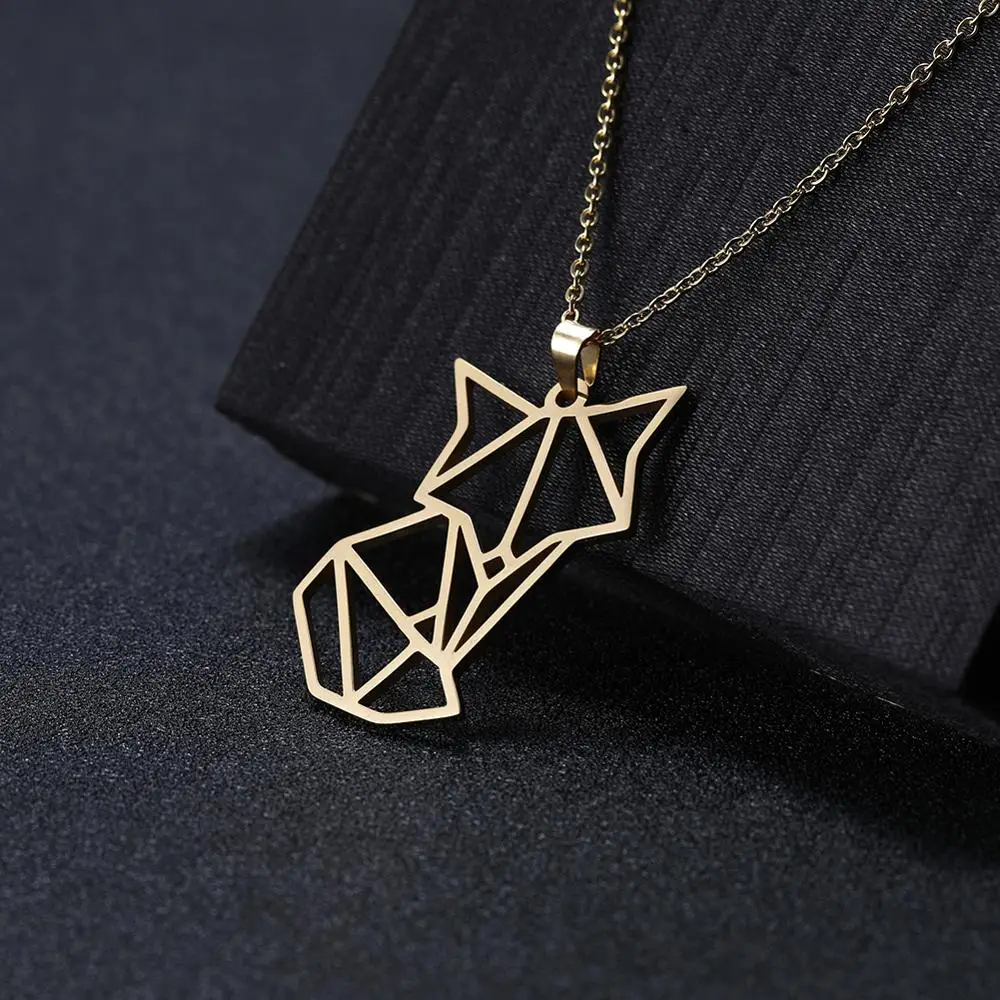 Skyrim Goldfarbenes Amulett Fuchs Tier Anhänger Halskette Edelstahl Statement Choker Kette Schmuck Accessoire für Frauen – Detail 16
