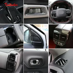 Tonlinker Interior Moulding Parts Panel Cover Sticker For Citroen C5 Aircross 2017-21 Car Styling 1/4 PCS ABS/Metal Black Carbon