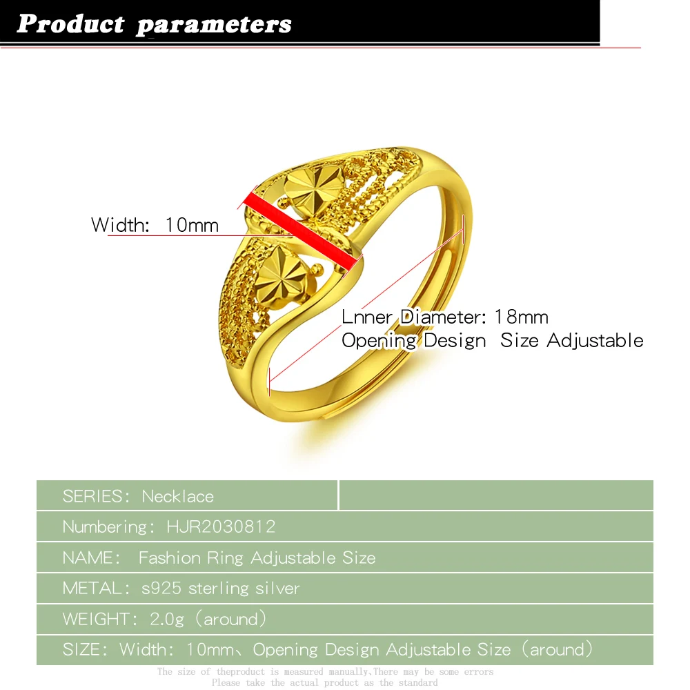 Elegant Female Gold Ring Pattern Carving Heart Design 100% 925 Sterling Silver Popular Ring Jewelry Wedding Gift Bijoux image 2