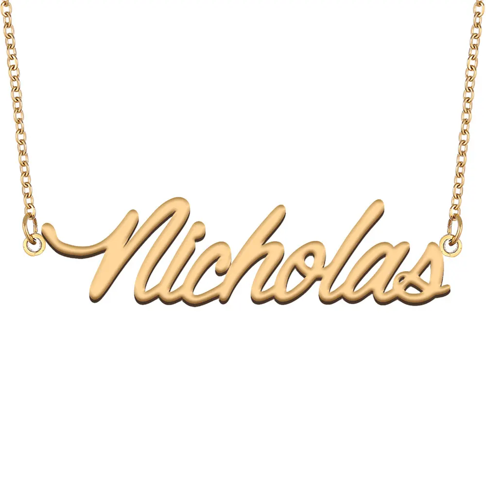 

Nicholas Name Necklace for Women Stainless Steel Jewelry Gold Plated Nameplate Pendant Femme Mother Girlfriend Gift