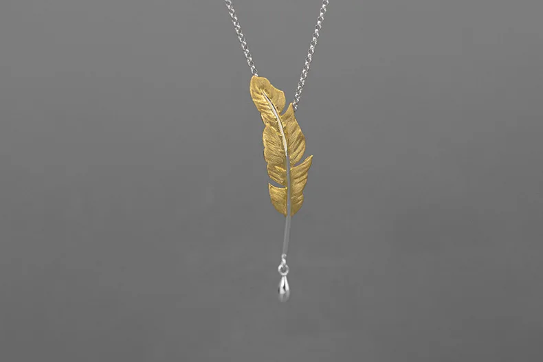 S.EAST SUN 925 Sterling Silver Handmade Vintage feather pendant necklace is suitable for women's gifts and fashion jewelry