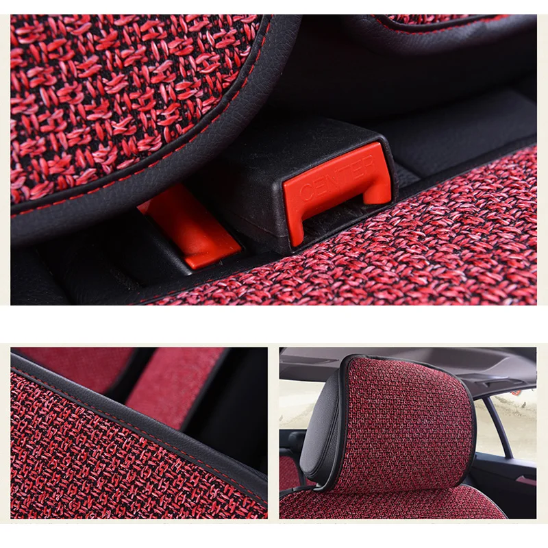 Big Size Flax Car Seat Cover Front Rear Back Full Choose Car Seat Cushion Linen Seat Pad Protector Auto Accessories Anti-Slip