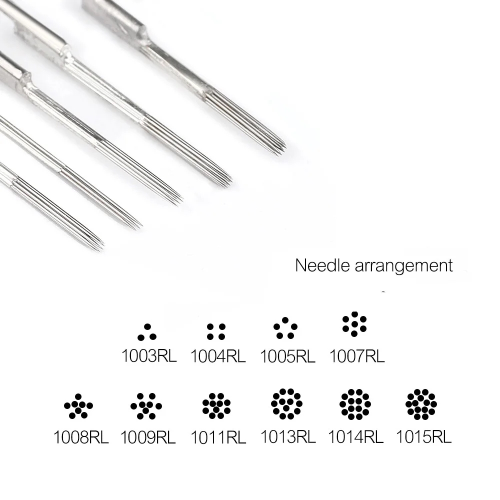 50pcs Tattoo Needles Disposable Sterilized1/3/5/7/9/11/15 RL Disposable Sterile Standard Tattoo Needles Round Liner for Machine