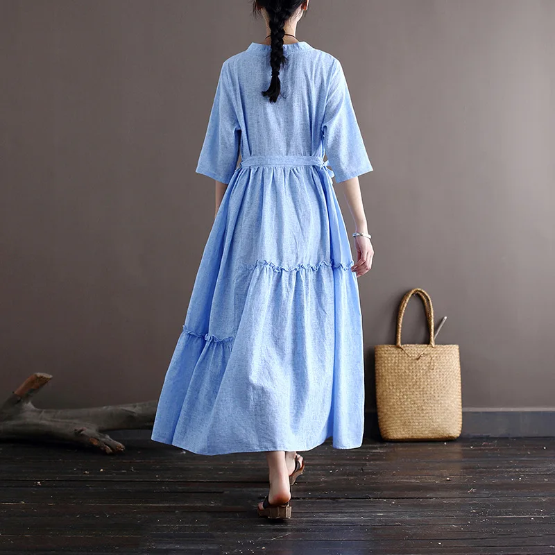 Original Summer Dress Literary Loose Elegant Dress for Women Dress Ladies Plus Size Women's Dress  Travel Long Dress