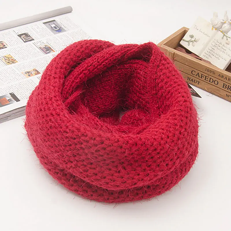 Knitted Snood Scarf for Women Chunky Circle Ring Scarf Loop Foulard Brown Warm Soft Red Infinity Top Designer New Fashion