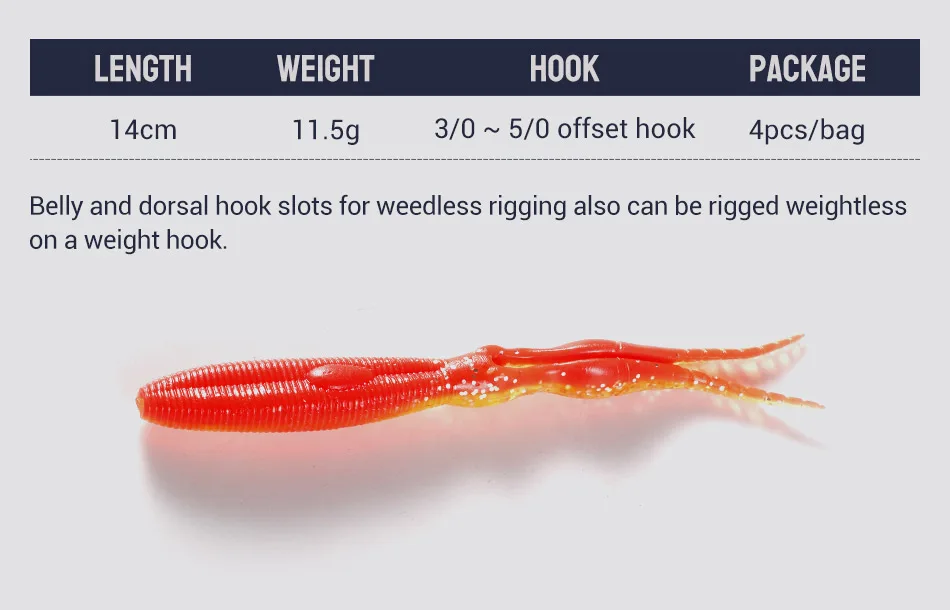 NOEBY Chunk Jig Trailer Silicone Soft Bait 14cm 11.5g Worm Artificial Swimbait Soft Lures for Bass Pike Fishing Tackle Baits