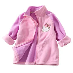 Hello Kitty cartoon Girls coat autunno inverno bambini pile ispessito pile cerniera calda giacca in cotone antivento vestiti