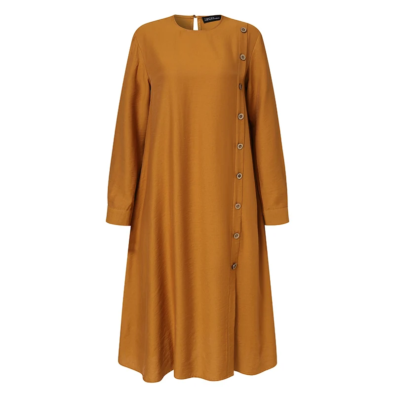 ZANZEA camicetta a maniche lunghe musulmana da donna camicetta allentata Casual camicie top tunica Blusas Chemise allentata marocco Chemise solido turco
