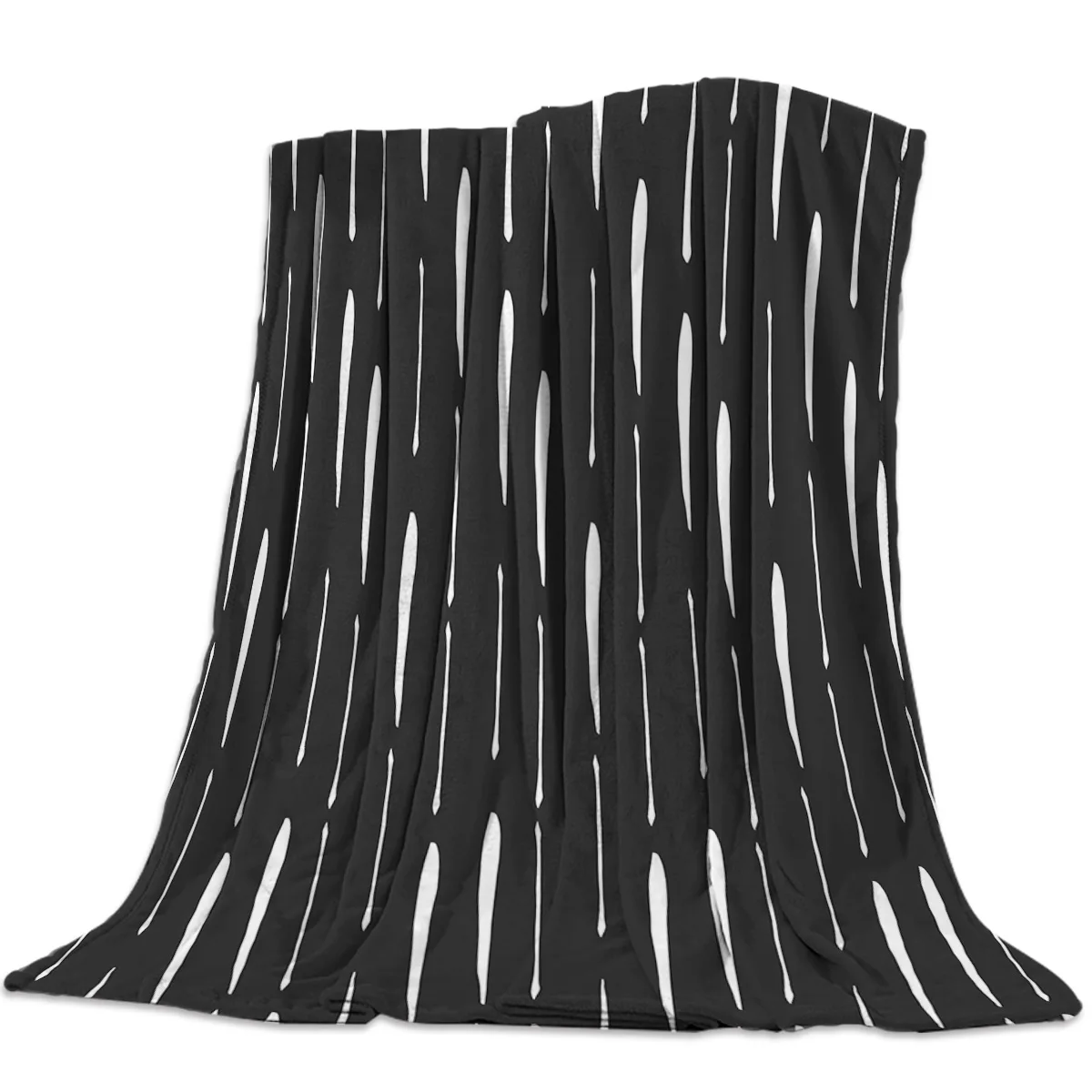 Brush Strokes Comic Style Black Throw Blanket Soft Comfortable Velvet Plush Blankets Warm Sofa Bed Sheets